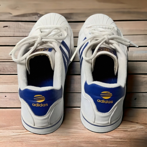 Men's Adidas NEO White & Blue Striped Sneakers - Picture 4 of 8